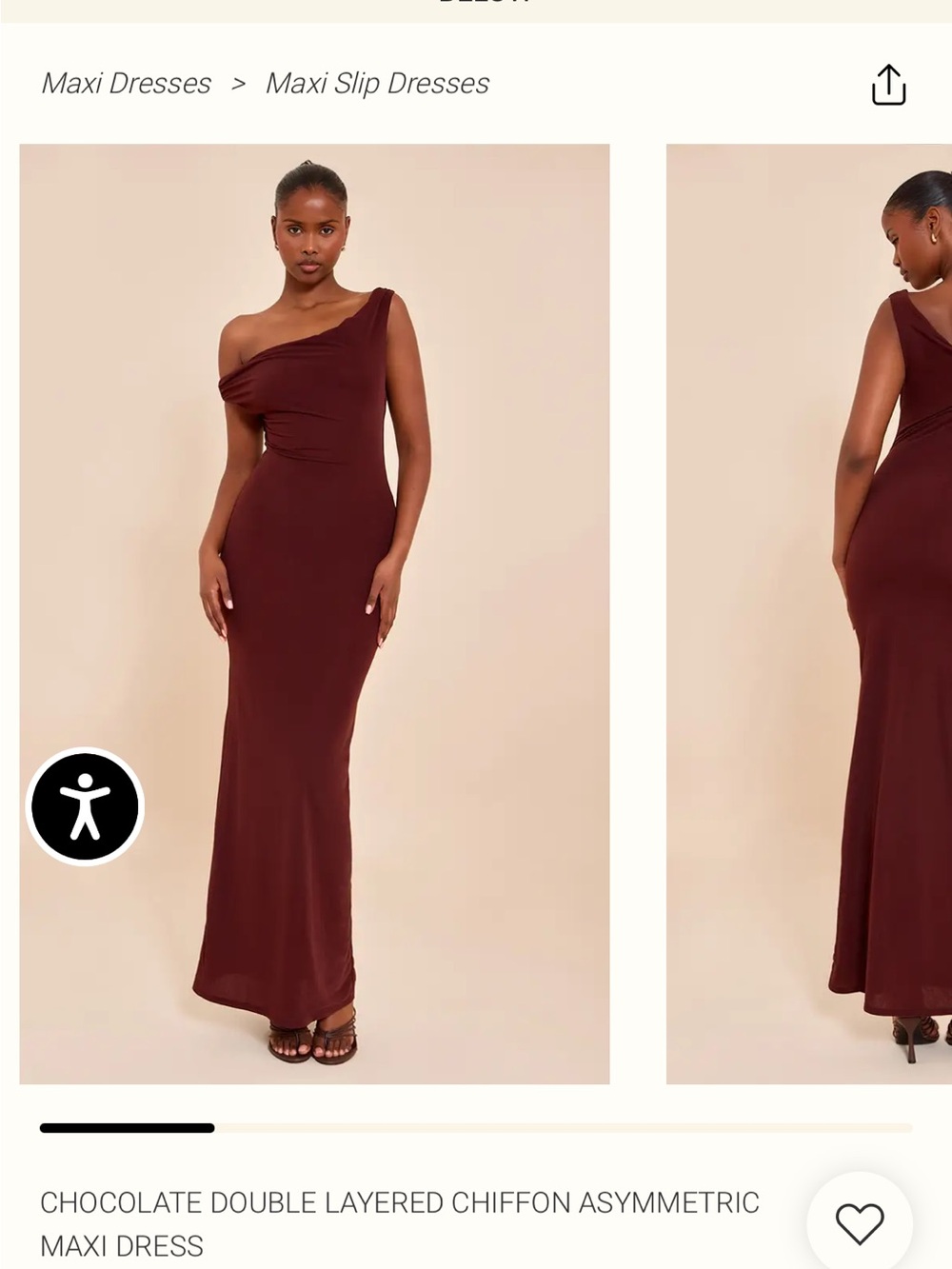 Pretty Little Thing Asymmetric One-Shoulder Maxi Dress in Chocolate